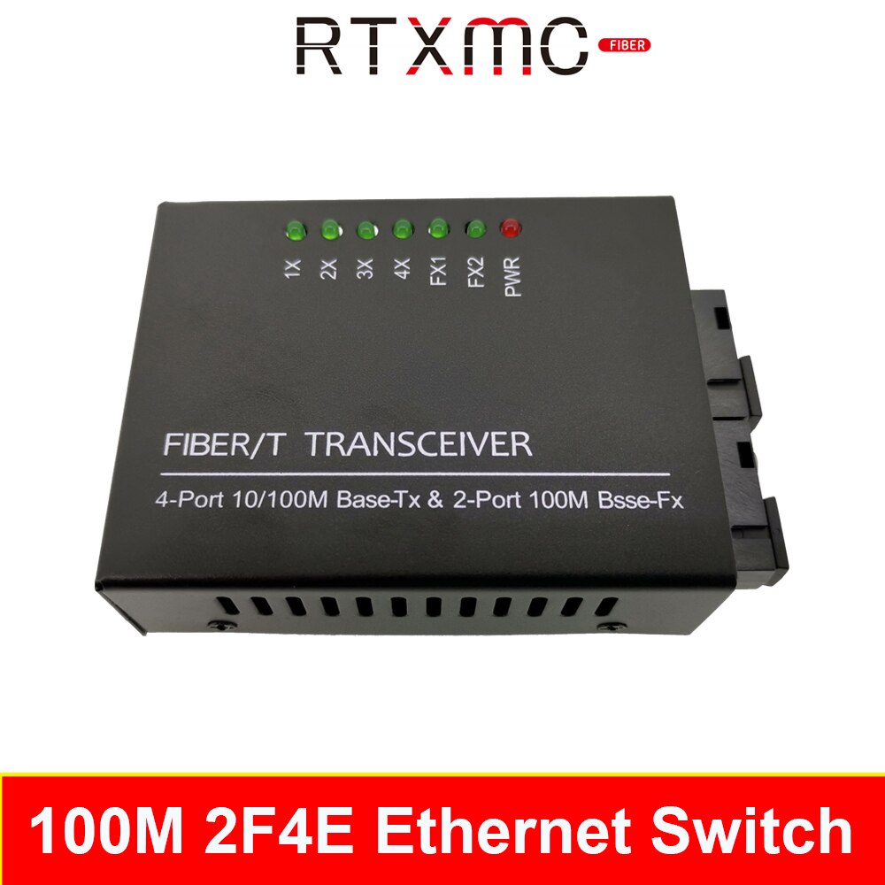 4 Port Fast Erhetnet Switch 10/100M Ethernet Switch 2 Fiber Port 155M SC 25KM 4 UTP RJ45 Fiber Optical Switch With Power