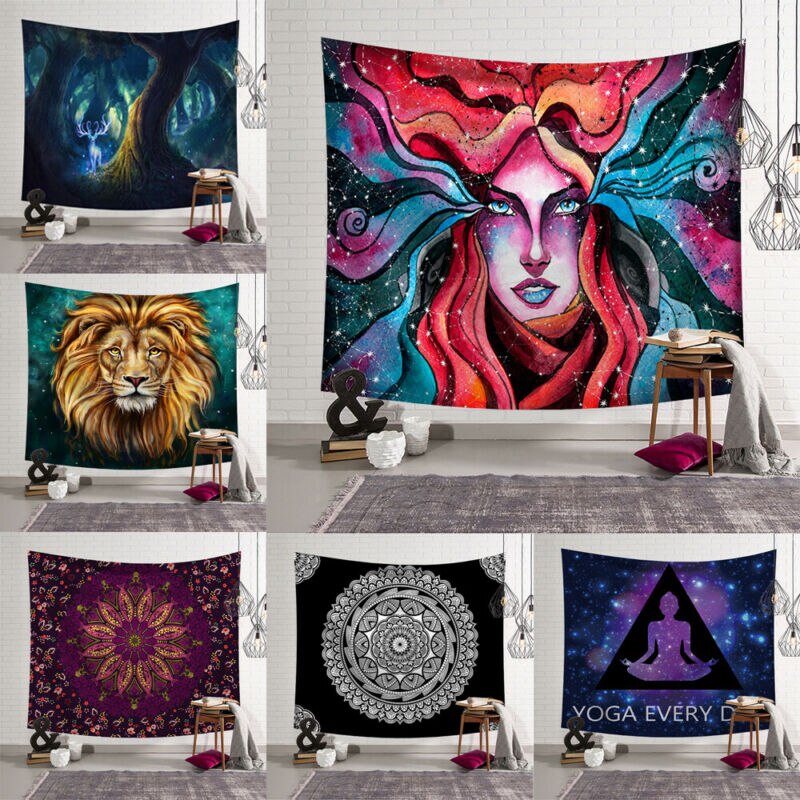 Tapiz de cráneo de Mandala para colgar en la pared, tapices de cambio de fase de Luna, decoración de dormitorio