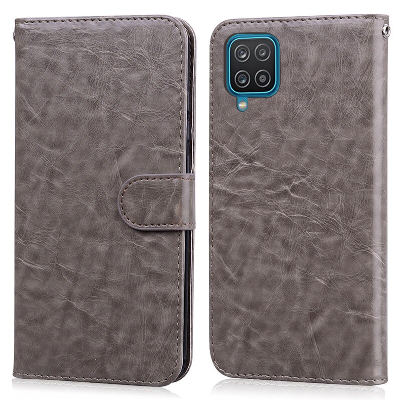 Flip Case Voor Samsung Galaxy A12 Case Wallet Magnetische Luxe Boek Lederen Case Voor Samsung A12 Een 12 Telefoon Tas gevallen Coque Fundas: Gray