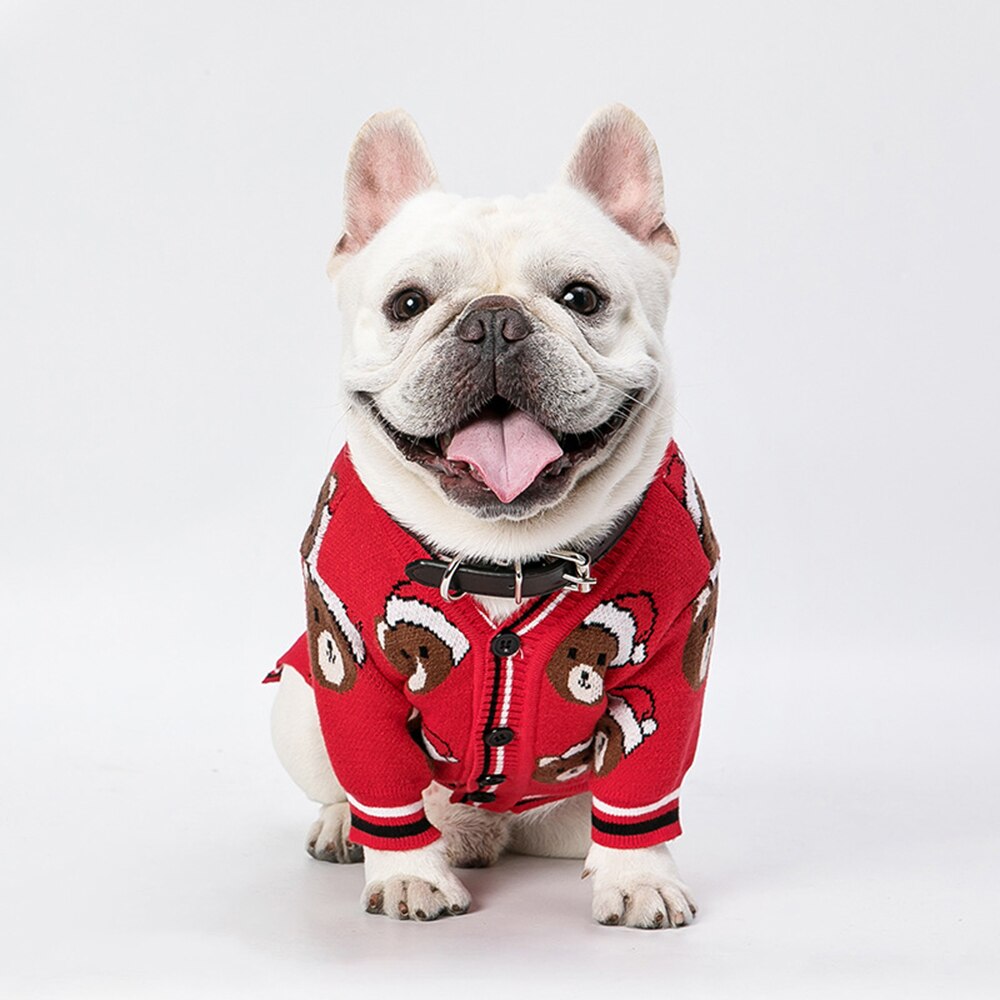 Kat kersttrui huisdier winter breigoed jaar kerst beer met hoed elf kostuum kleding jassen trui voor hond poes puppy