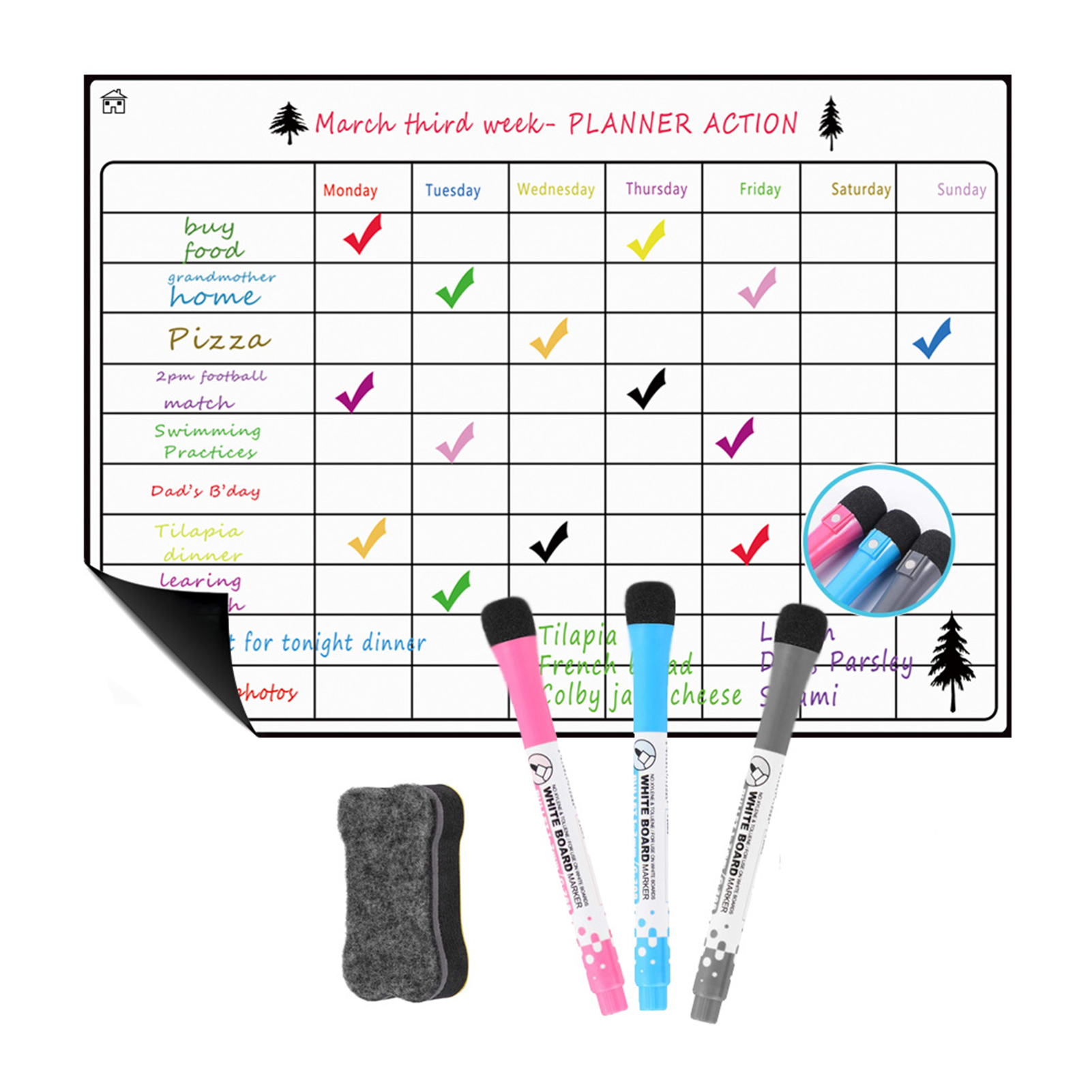 Magnetische Trockenen Löschen Kalender Whiteboard Kühlschrank Magnet flexibel Täglichen Nachricht Aufkleber mit 3 Bord Stift 1 Radiergummi A3 16.5*11,8 in: Möglichkeit 5