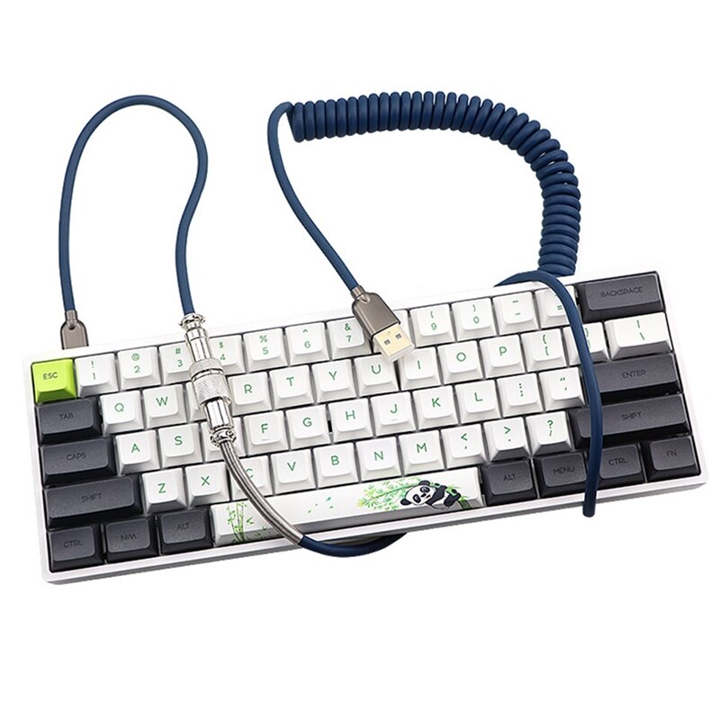 Coiled USB-C Cable - Detachable Aviator Connector - Mechanical Keyboard Cable for GH60 GK61 GK64