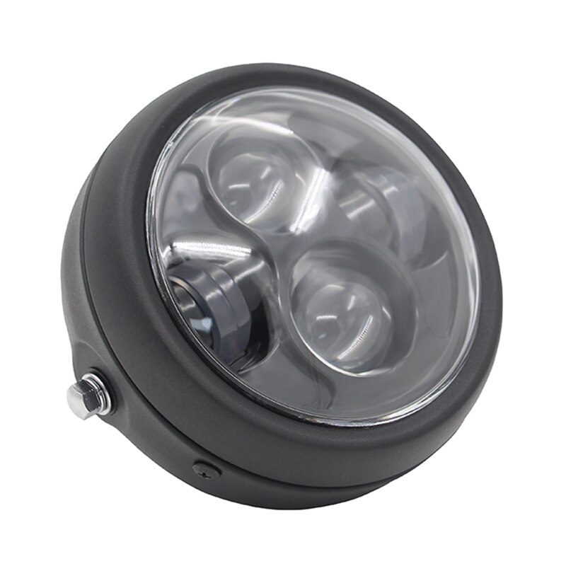 Motorcycle Headlight,Universal Motorcycle Retro Shell White Lens LED Headlamp Front Headlight