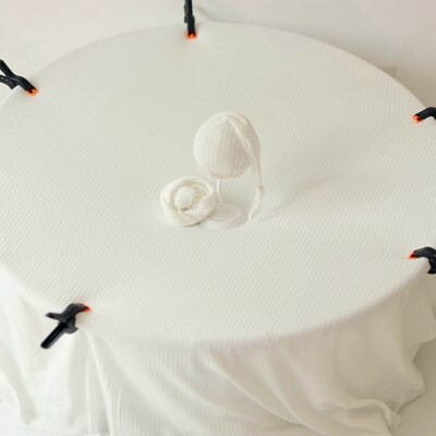 Deken voor baby, newborn fotografie rekwisieten, baby wikkeldoek, baby beddengoed, wieglakens, achtergrond voor foto's, baby hoofdband, elastische wafel: Ivoor