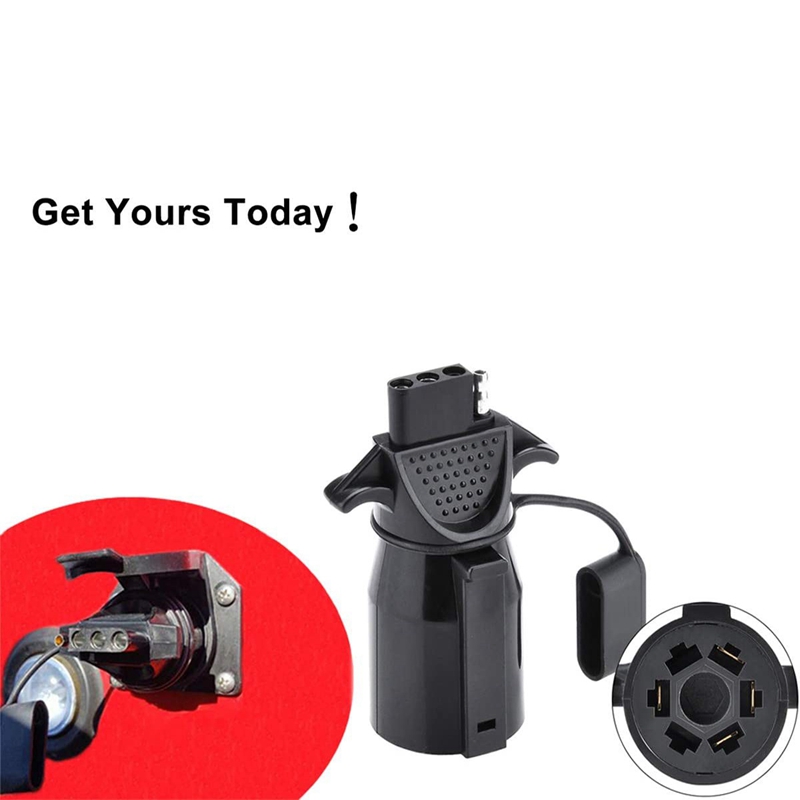 7 Way Blade to 4 Way Flat Trailer Adapter Weatherproof Female Trailer Connector Plug, 7 Pin to 4 Pin Trailer Converter