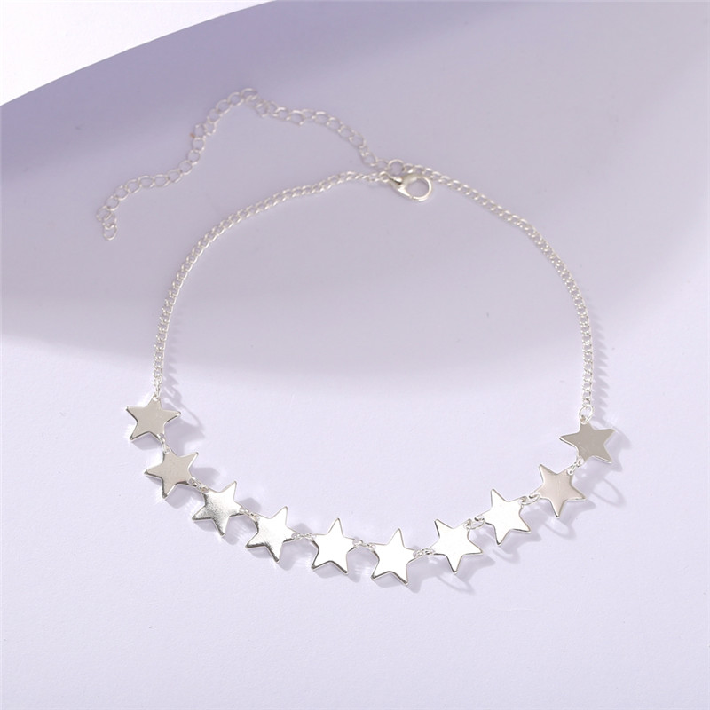 17KM Simple Plain Star Choker Necklace for Women Gold Sliver Chain Necklaces Collares Statement Jewelry