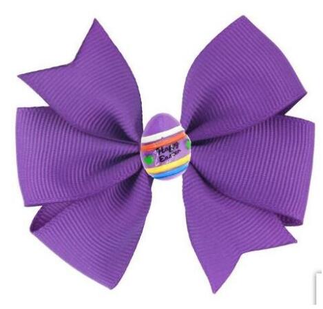 60pcs/ 3.5" Easter Day Eggs Hair Bows for Girls Solid Ribbon Easter Eggs Bowknot Hair Clip Kids Hairgrips Hair Accessories: color 2