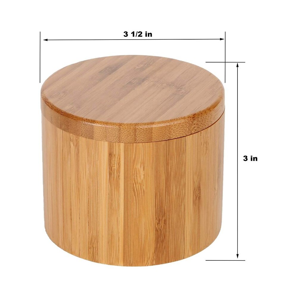 100% Bamboo Salt Box, Natural Bamboo Container With Magnetic Lid + Secure Durable Storage & Organization For Kitchen