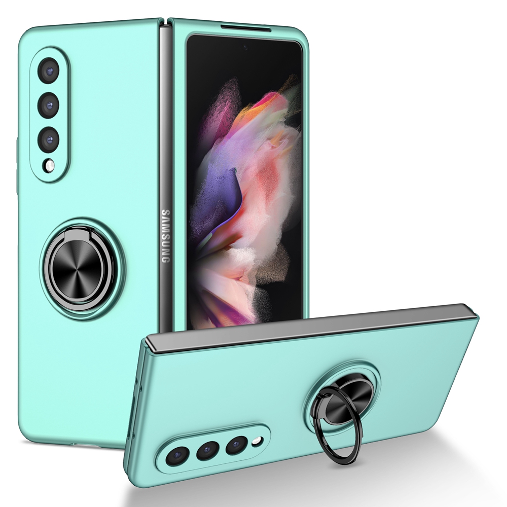 Para samsung galaxy z fold 3 5g caso de luxo zfold 3 ultra-fino cor sólida telefone capa anel suporte galaxy z fold3 casos: A