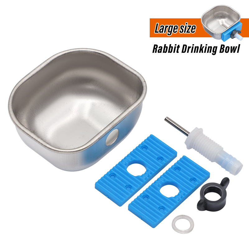 5 Sets Stainless Steel Rabbit Water Bowl Farm Pet Automatic Drinker Rabbit cage fix cup Raising Fox Mink Drinking Bowl: black