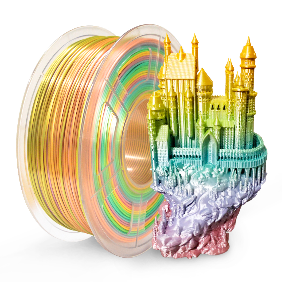 PLA Seide Filament 1kg 1,75mm Bunte Regenbogen Seide Textur Toleranz +/-0,02mm 100% Keine blasiert FDM 3D Drucker Druck Material