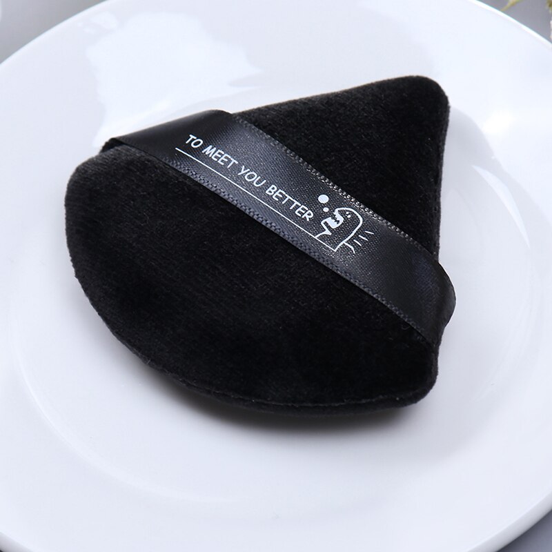 Mini Triangle Velvet Facial Face Puff Cosmetic Makeup Cotton Satin Puffs Sponge: Black