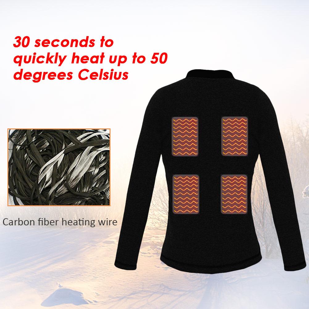 Usb opvarmningsvest kvinder elektrisk opvarmningstøj opvarmet dragt intelligent plus fløjljakke termisk undertøj top bjergbestigning 4