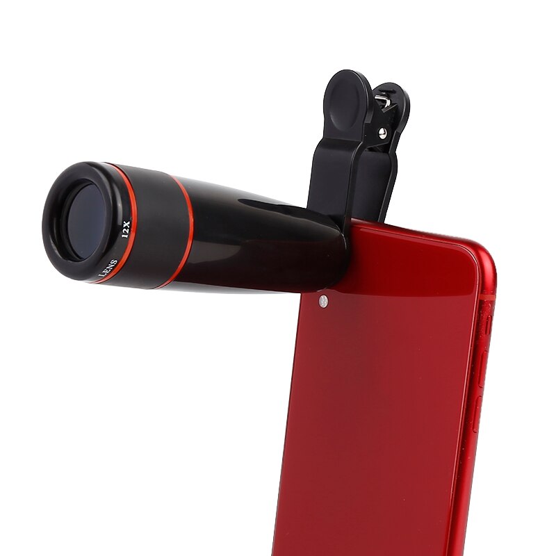Phone Lens Fisheye 12x Zoom Optical Wide Angle Macro Lens HD Phone Camera Lens For IPhone 8 7 6S Plus Xiaomi