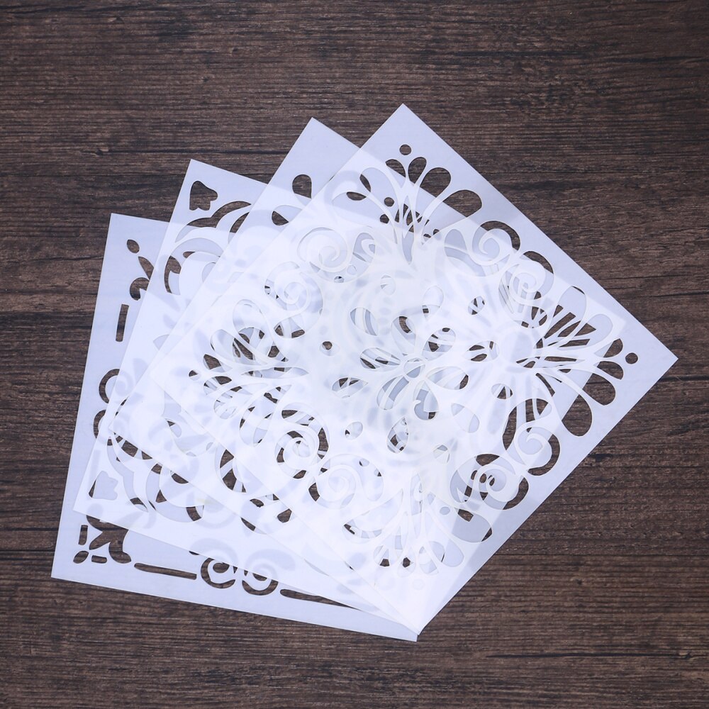 4 Sheets Stencils Set Cut Painting Stencil Floor Wall Tile Fabric Wood Stencils Drawing Templates Hallow Painting Stenci: Default Title