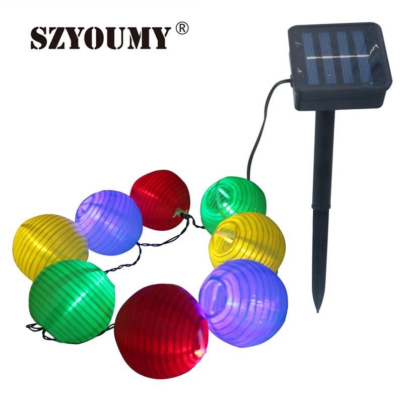 Szyoumy 4.8M 20 Leds 6M 30 Leds Tuin Gekleurde Solar String Led Opknoping Lantaarn Verlichting Voor Kerst jaar Decoratie
