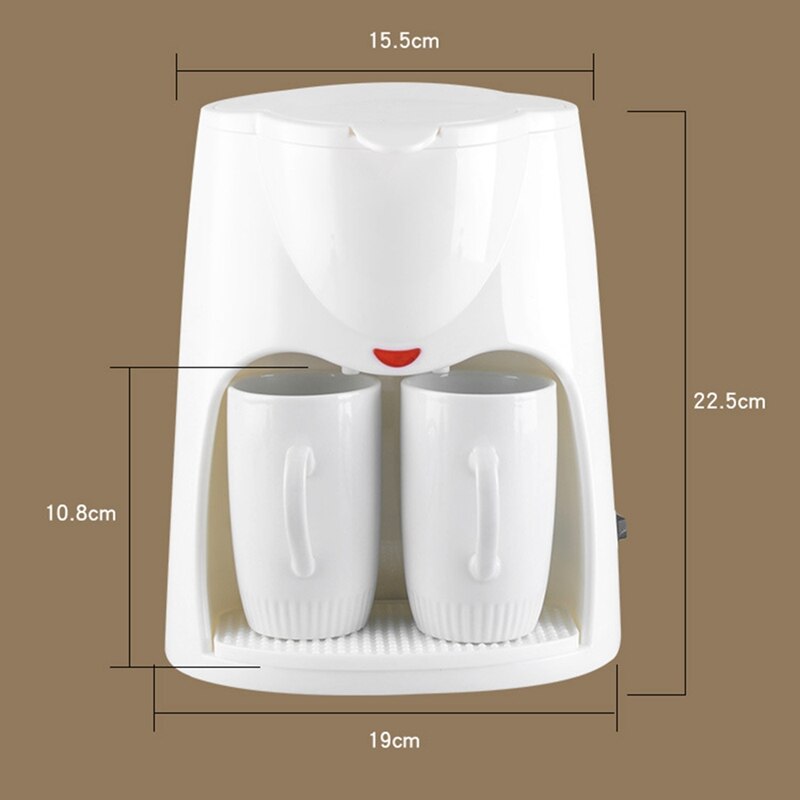 Cafetera eléctrica automática por goteo de 500W, máquina de café expreso té a vapor, 2 tazas, enchufe europeo