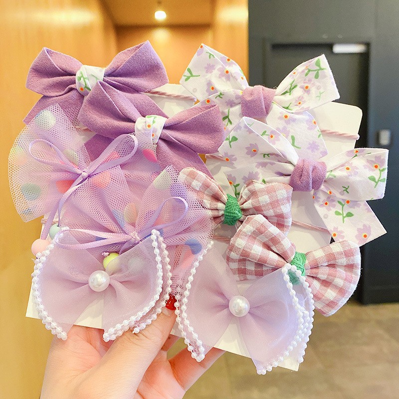 Diademas elásticas con flores y lazo grande para niña, lazos para el cabello, diademas de , accesorios para el cabello, banda de goma para niño, 10 unidades por juego: Blanco