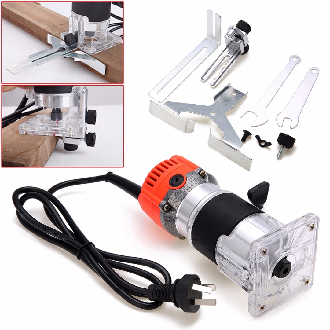 800W 220V Wood Trim Router 6.35mm Collect Diameter Electric Hand Trimmer Woodworking Laminate Palm Router Joiner Tool