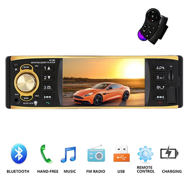4019B 4.1 pouce 1 un Din autoradio o stéréo AUX FM Radio Radio Bluetooth Auto Radio avec télécommande