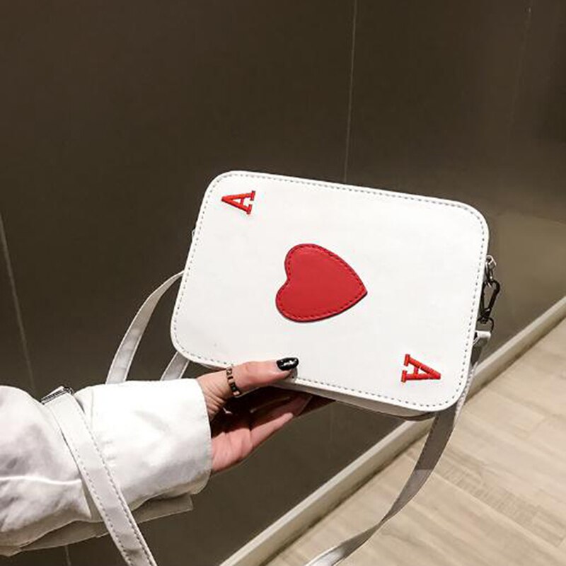 Korean Version Funny Messenger Bag Playing Cards Shape Funny Heart Packing Cubes Shoulder Bag