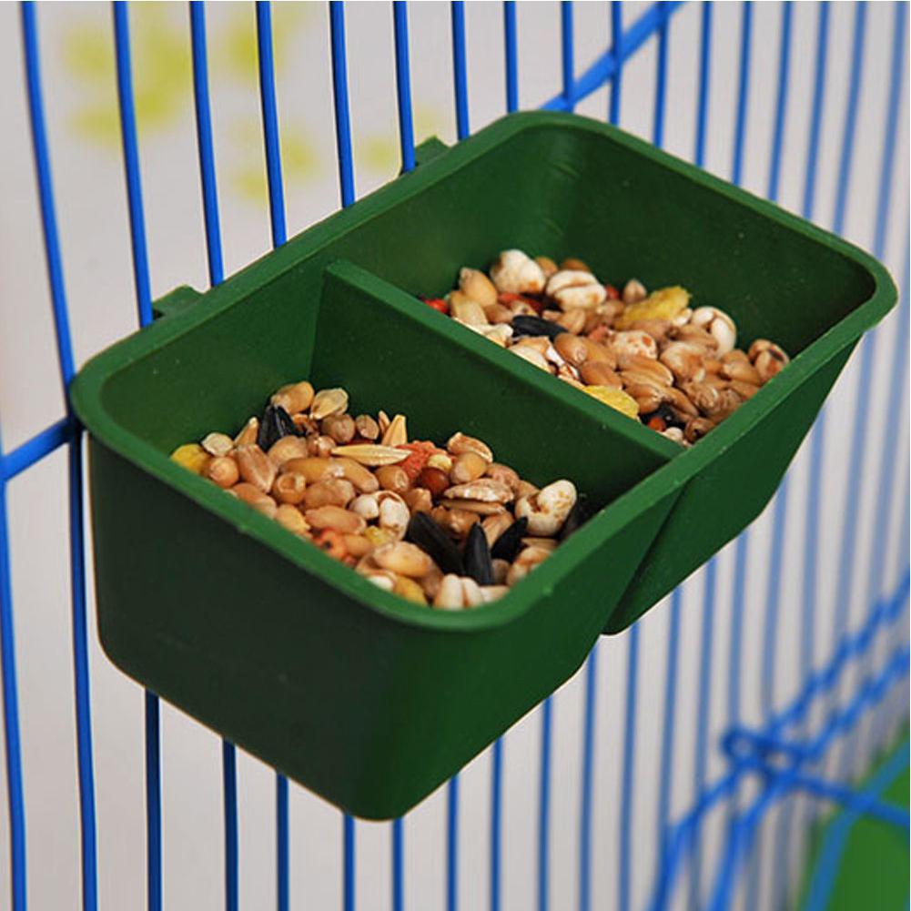 2-in-1 Double Trough Bird Seed Food Feeding Dish Water Feeder Bowl for Parrot Macaw Canary Finch Cage