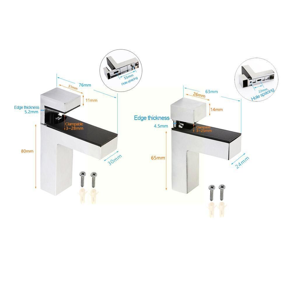 1pcs Adjustable F Glass Clamp Metal Wood/glass Shelf Wall Furniture Shelf Clip Fittings Clamp Bracket Hardware Mount O3e3