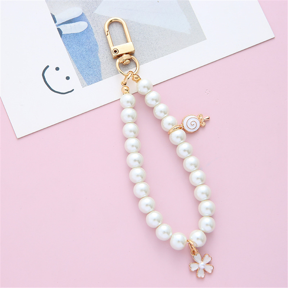 LLavero de perla simulada para Aorpods, colgante para bolso, llavero con cuentas para mujer, accesorios de joyería DIY para teléfono móvil