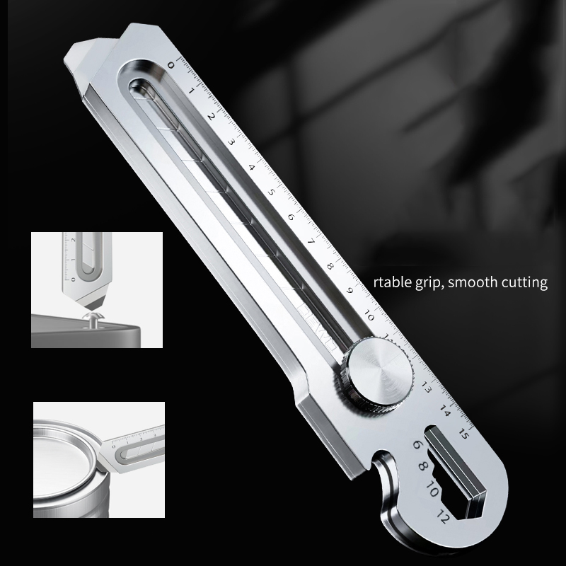 Multifunktionales Allzweckmesser, 6-in-1, Edelstahl, Prostok Mesa Cruzрия, Schreibwaren, Allzweckschneider, Flaschen- und Zinnöffner, Schraubenlineal