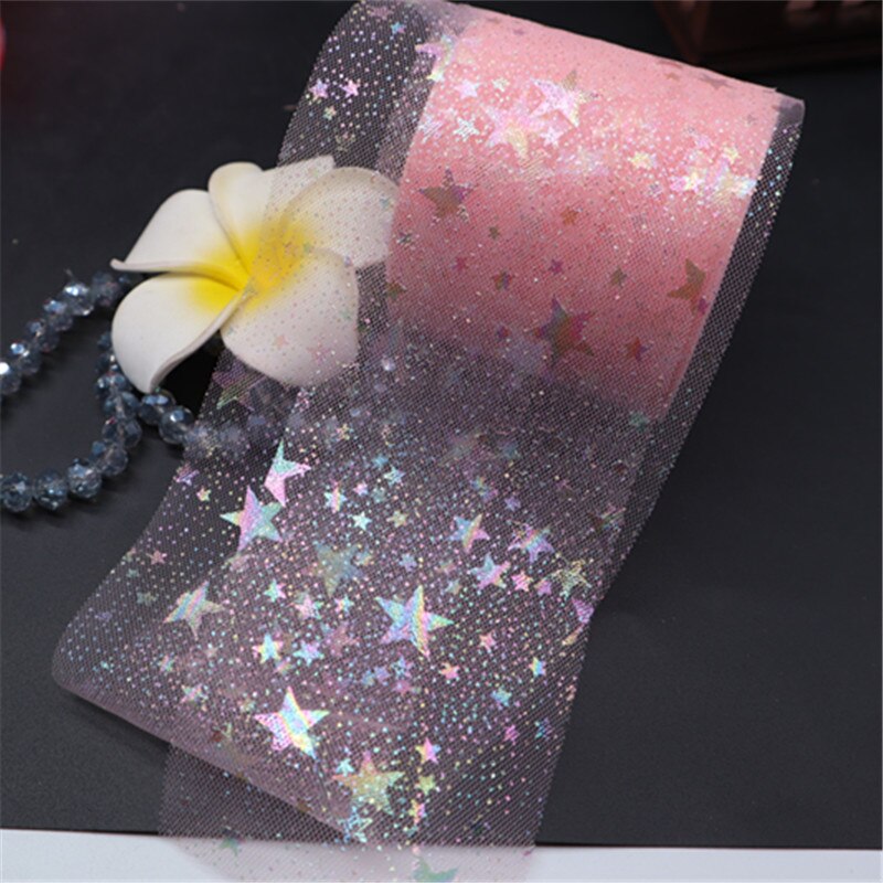 25 yard/rulle regnbue glitter tyl rulle pailletter krystal organza gennemsigtigt stof gør det selv håndværk tutu nederdel hjem bryllup dekoration: Ferskenrosa
