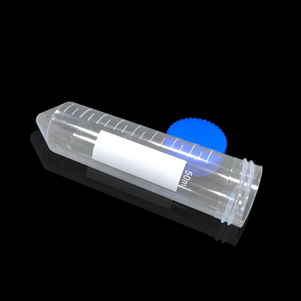 50ml Plastic Centrifuge Tube Round Bottom Centrifugal Tube with Graduated and Blue Screw Cap Pack of 50pcs