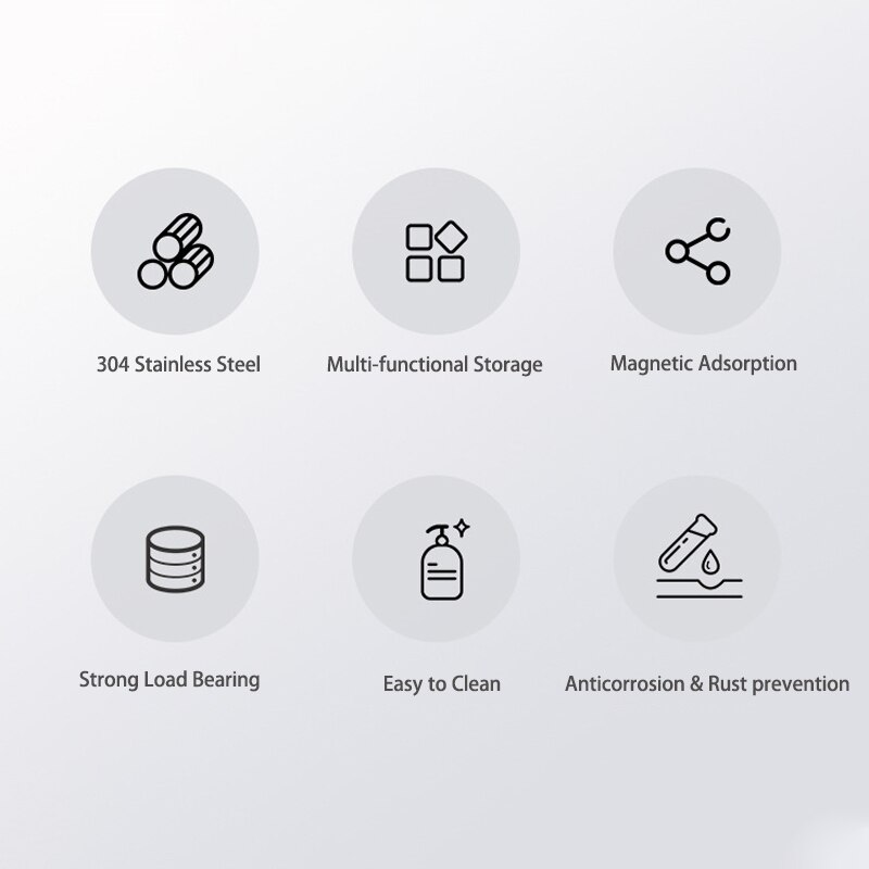 Soporte de montaje en imán de pared de 30/40/50cm utensilio de acero inoxidable 304, estante de orgnización magnética, herramienta para cuchillos, negro y plateado