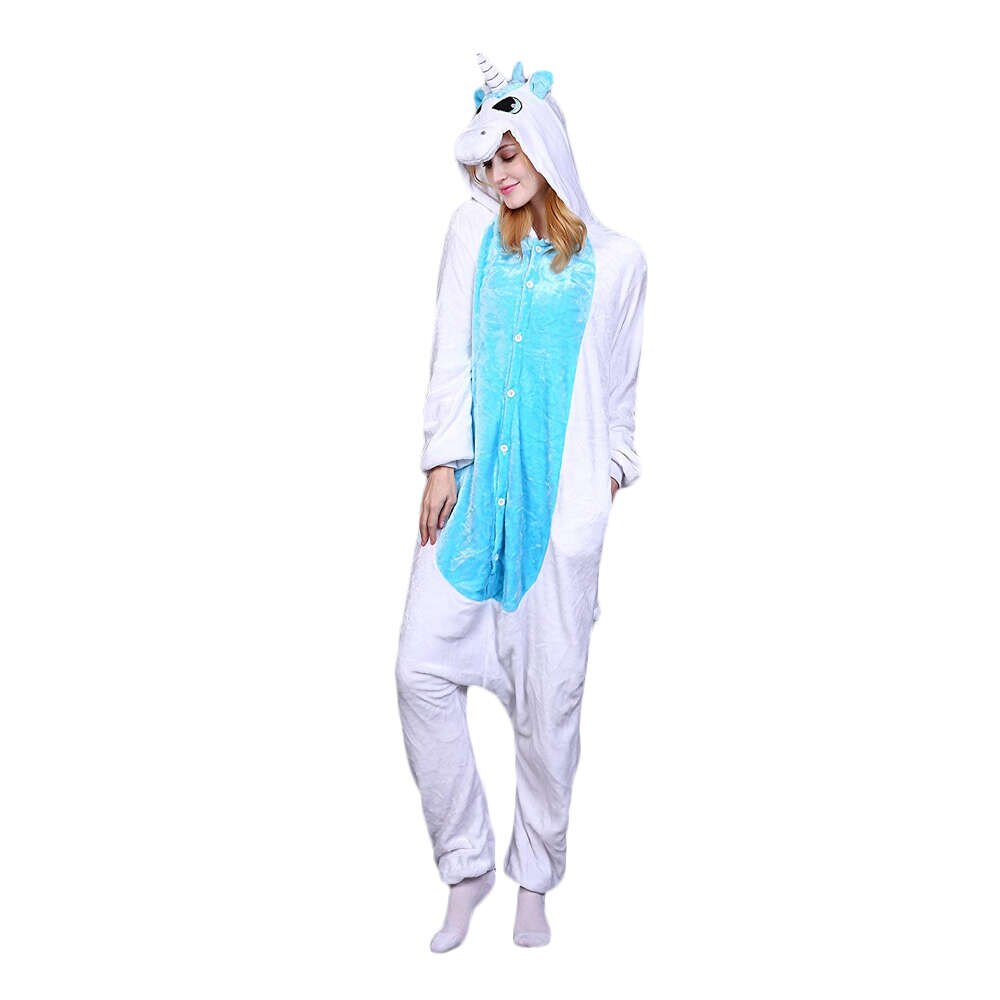 Pijama de unicornio azul con alas, mono con capucha para niños, ropa de dormir