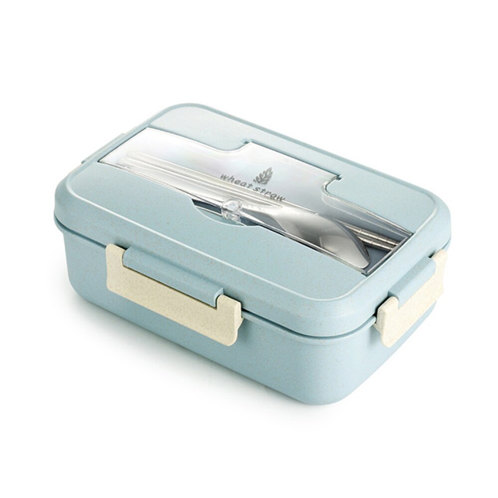 1000ml Wheat Straw Healthy Lunch Box Material Bento Boxes Microwave Oven Dishes and Cutlery Food Storage Container Lunchbox: Blue