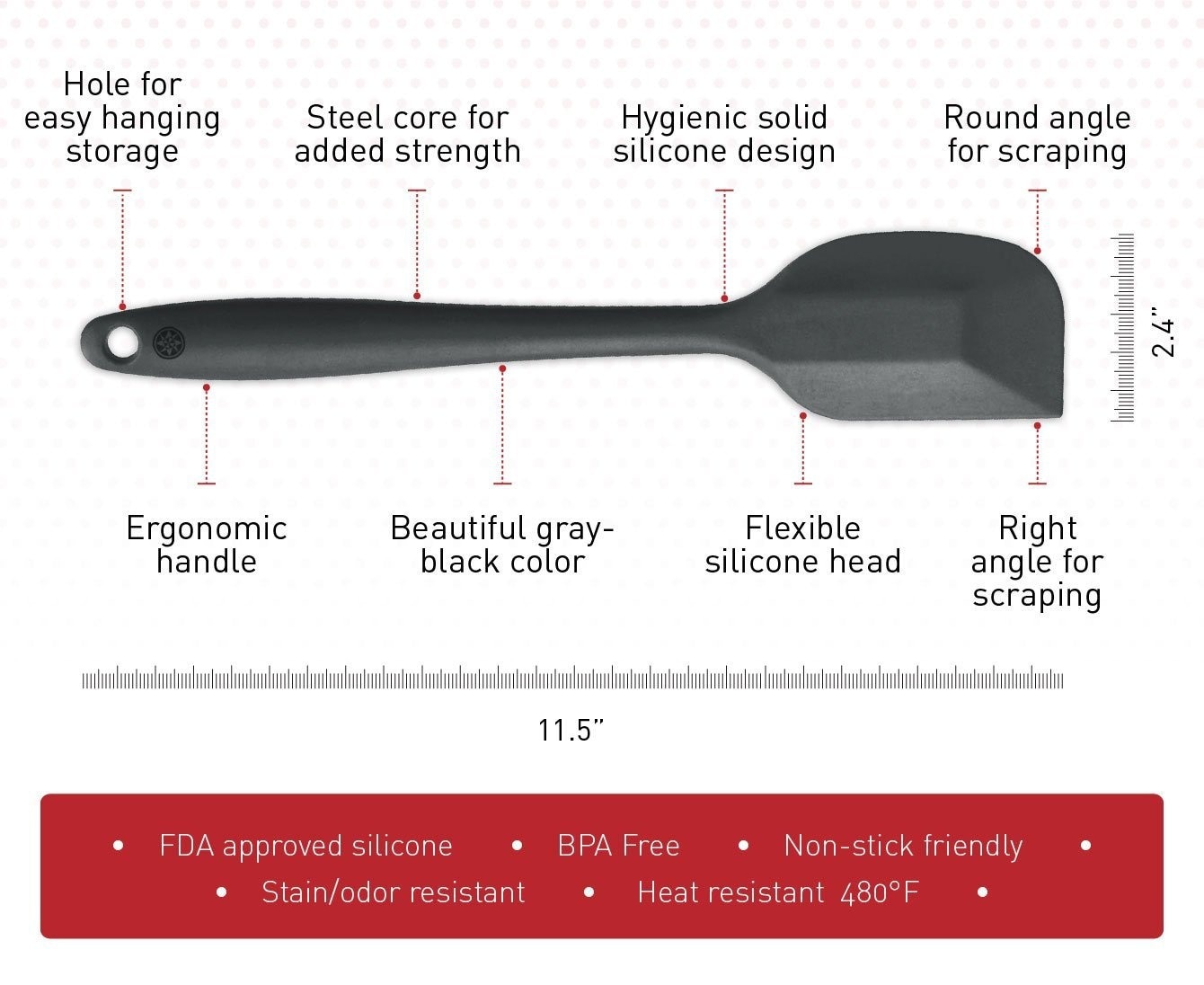 FDA Approved Silicone Cooking Tools Silicone Kitchen Utensils Set (5 Piece) in Hygienic Solid Coating