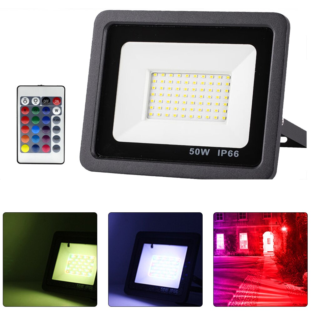 110V/220V RGB Led Floodlight 50W 100W Outdoor Wall Washer Lamp Reflector IP68 Waterproof Garden Lighting RGB Flood Light