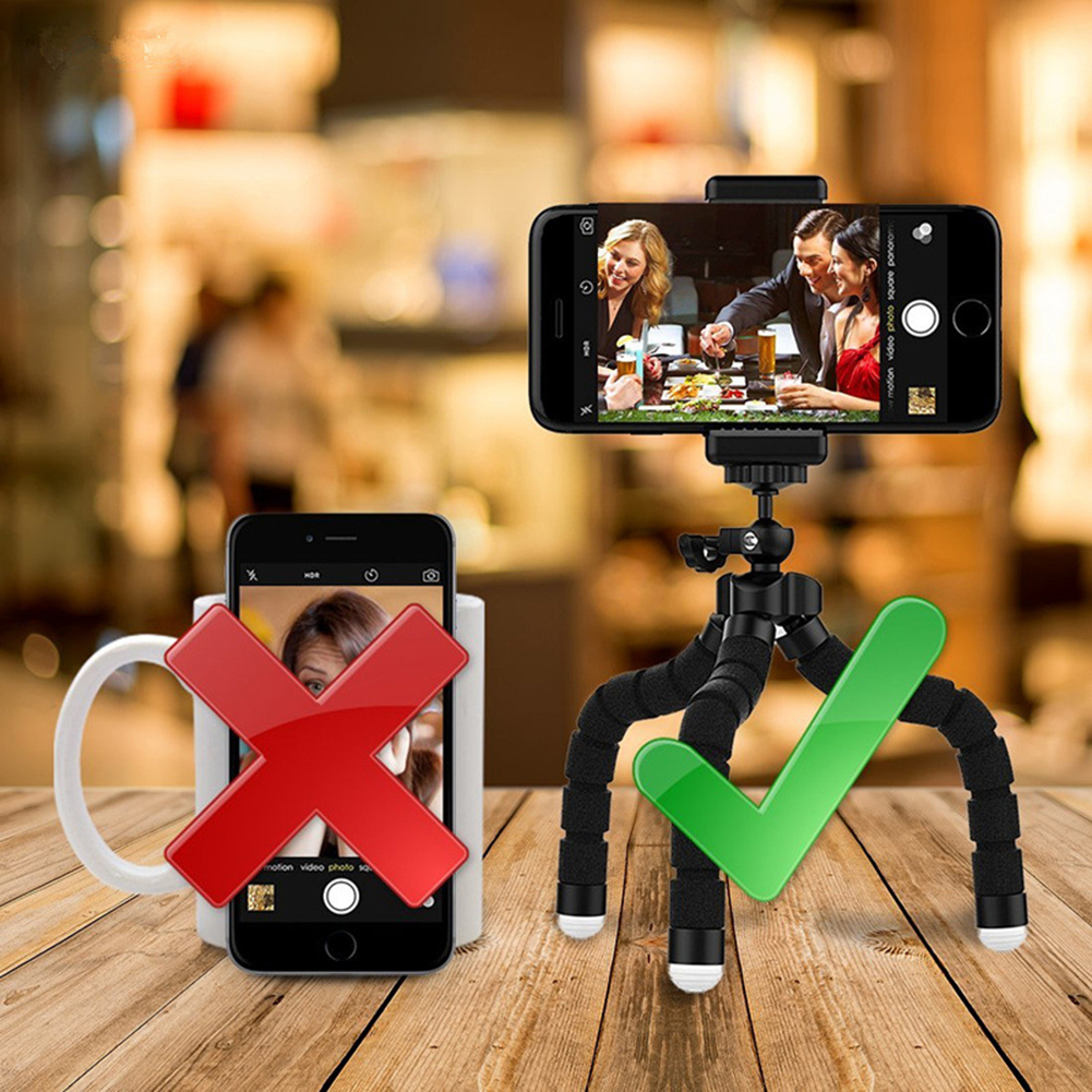 Flexibele Spons Octopus Mini Statief Monopod met Bluetooth Remote Shutter voor IPhone Mini Camera Statief Telefoon Houder Clip Stand