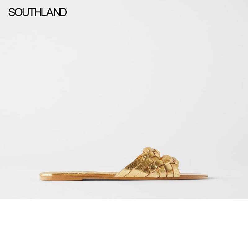 Zapatillas SOUTHLAND tejidas doradas para mujer, – Grandado