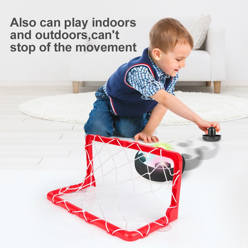 Mini Air Power Hover Voetbal Doelpaal Net Set Speelgoed Air Voetbal Indoor Drijvende Met Led Licht Voor kids