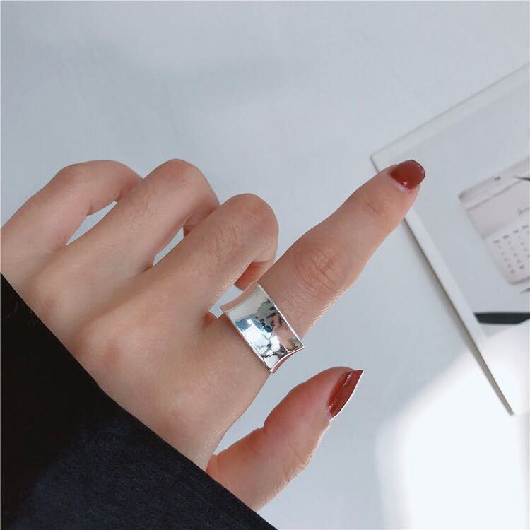 Vrouwen Duim Ringen Brief Zilveren Kleur Eenvoudige Grote Geometrische Ovale Ronde Open Verstelbare Finger Ring Voor Vrouwen Mode-sieraden