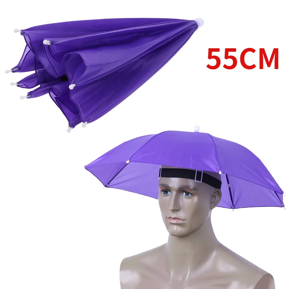 Sombrero de sombrilla de cabeza plegable para exteriores, sombrero antilluvia, antisol, gorra de sol montada en la cabeza para pesca, Golf, ciclismo, senderismo y Camping: Marfíl