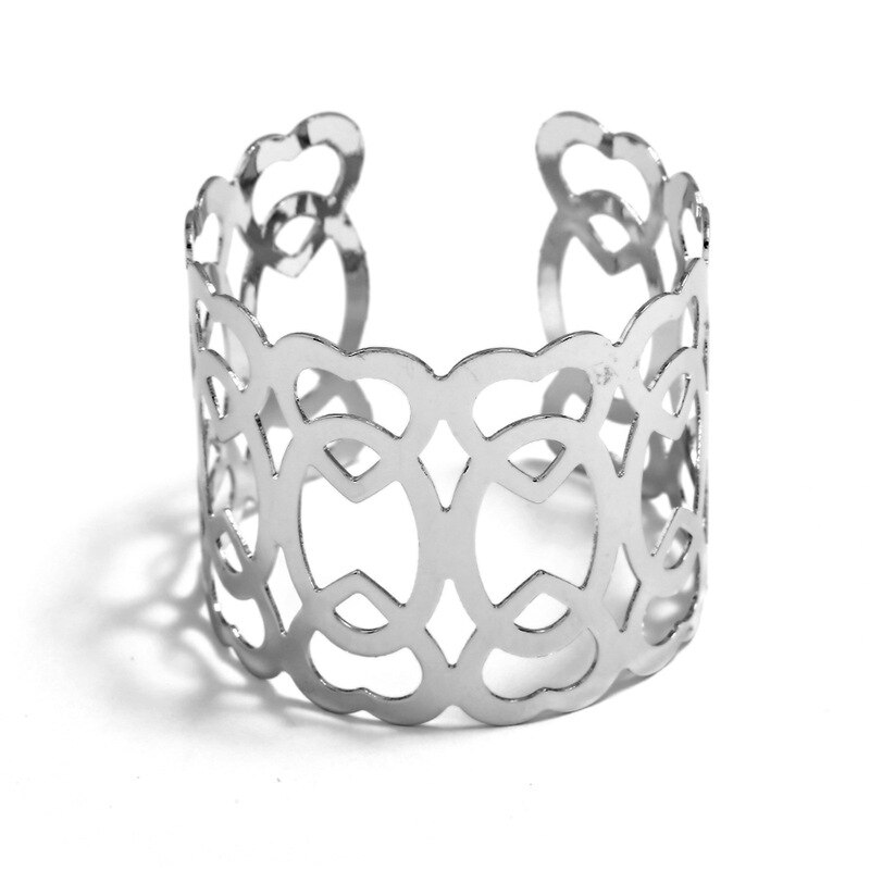 Pulseras anchas huecas para hombres y mujeres, brazaletes Retro de aleación abierta, joyería de para hombres y mujeres, ,: E2107 silver