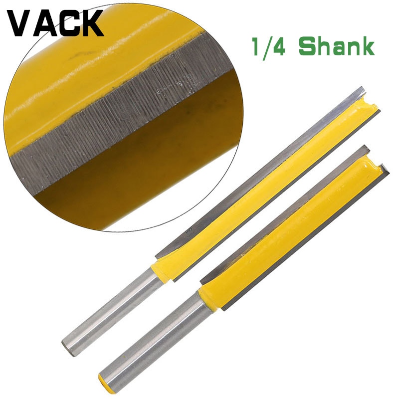 Vack 1pc 1/4 skaft lång rengöringsbotten fräs bitsfräs cnc träbearbetning rena bits rak pinnfräs trimmer skärverktyg