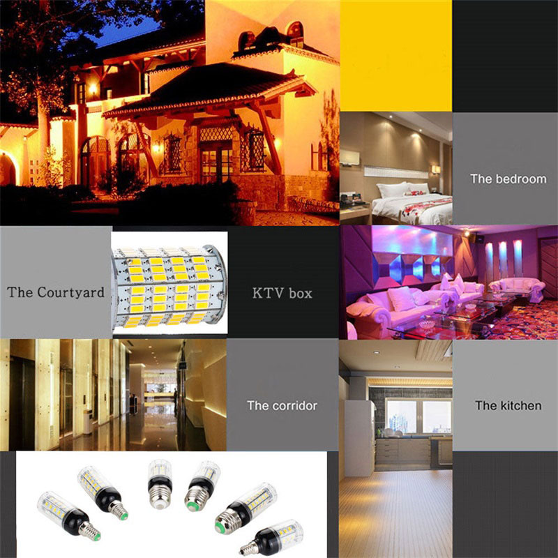 Hot E27 E14 E12 E26 27LEDs 7W Oświetlenie SMD 5730 LED Żarówka kukurydziana Żyrandol świąteczny 110V 220V DC 12V 24V Lampy