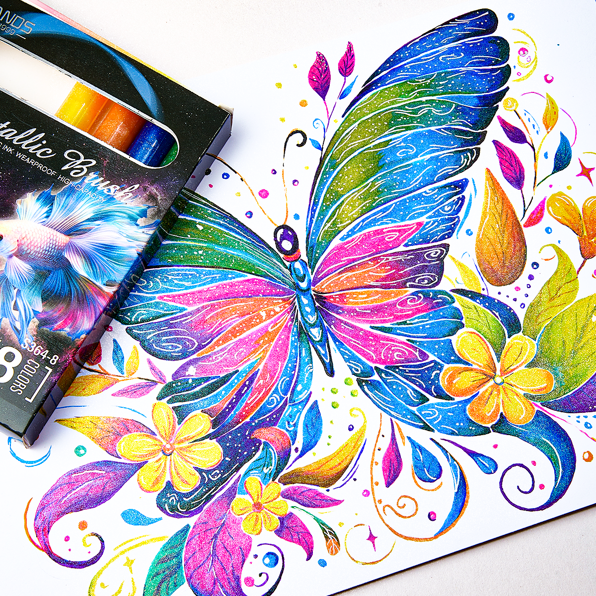 8 Stück Click Flash Markierungsstift DIY Album Stift Handjournal Grußkarte Schreiben Flash Pen geeignet für Malerei Weihnachten H