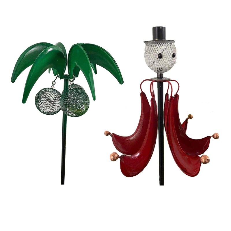 Snowman Rotating Bird Feeder Metal Mesh Wild Bird Feeders Hummingbird Windmill Outdoor Hanging for Garden Yard Decorations