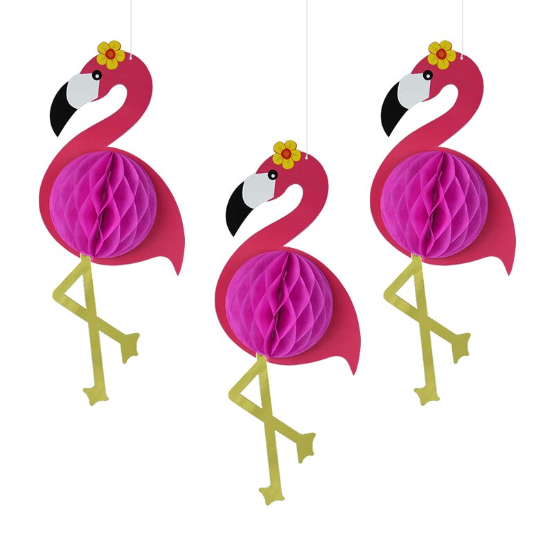 Boule en forme de flamant Rose/Rose rouge, pendentif mural suspendu, guirlandes en papier, décor de fête d&#39;anniversaire et de mariage, 3 pièces: B02