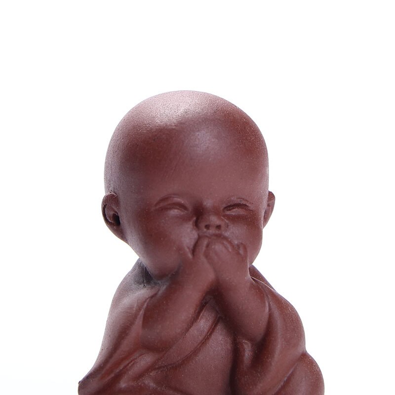 Yixing-adornos de té de arcilla hechos a mano, accesorios para Mini juego de té, pequeño Monje, lindo