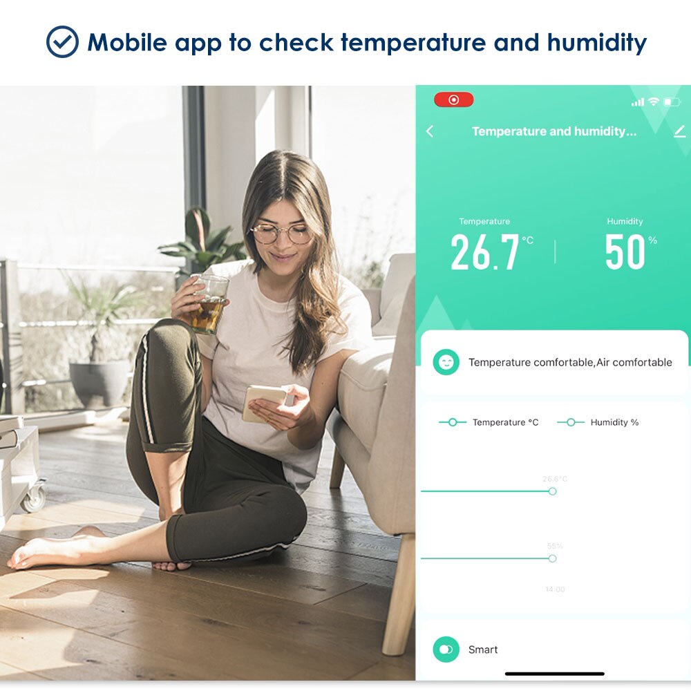 Tuya ZigBee Temperature Humidity Sensor LCD Screen Display For Smart Home Automation Remote Control Smart Life Alexa Google Home