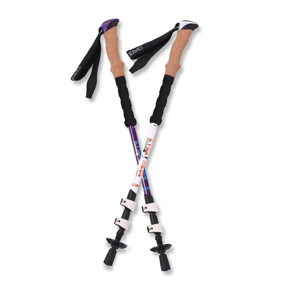 Eva cork handle Walking Sticks Telescopic Trekking Hiking Poles Ultralight Walking Canes With Rubber Tips Protectors